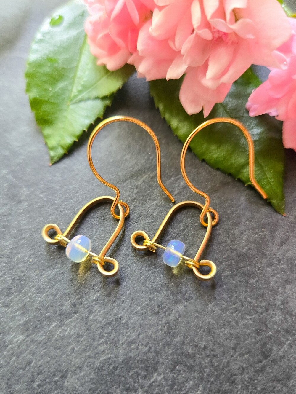NWT Welo Opal Dainty Brass Arc Earrings